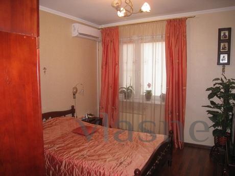 The apartment is renovated. Bedroom with double bed, wardrob