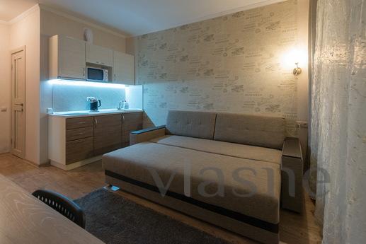 One bedroom double apartment with a balcony, with a kitchen,