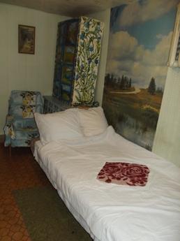 One bed for 1-2 people, stove, dishes, fridge, bedding, dish